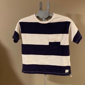 VINTAGE ROOTS Women’s Striped Cropped Blue and White T-Shirt Size XS